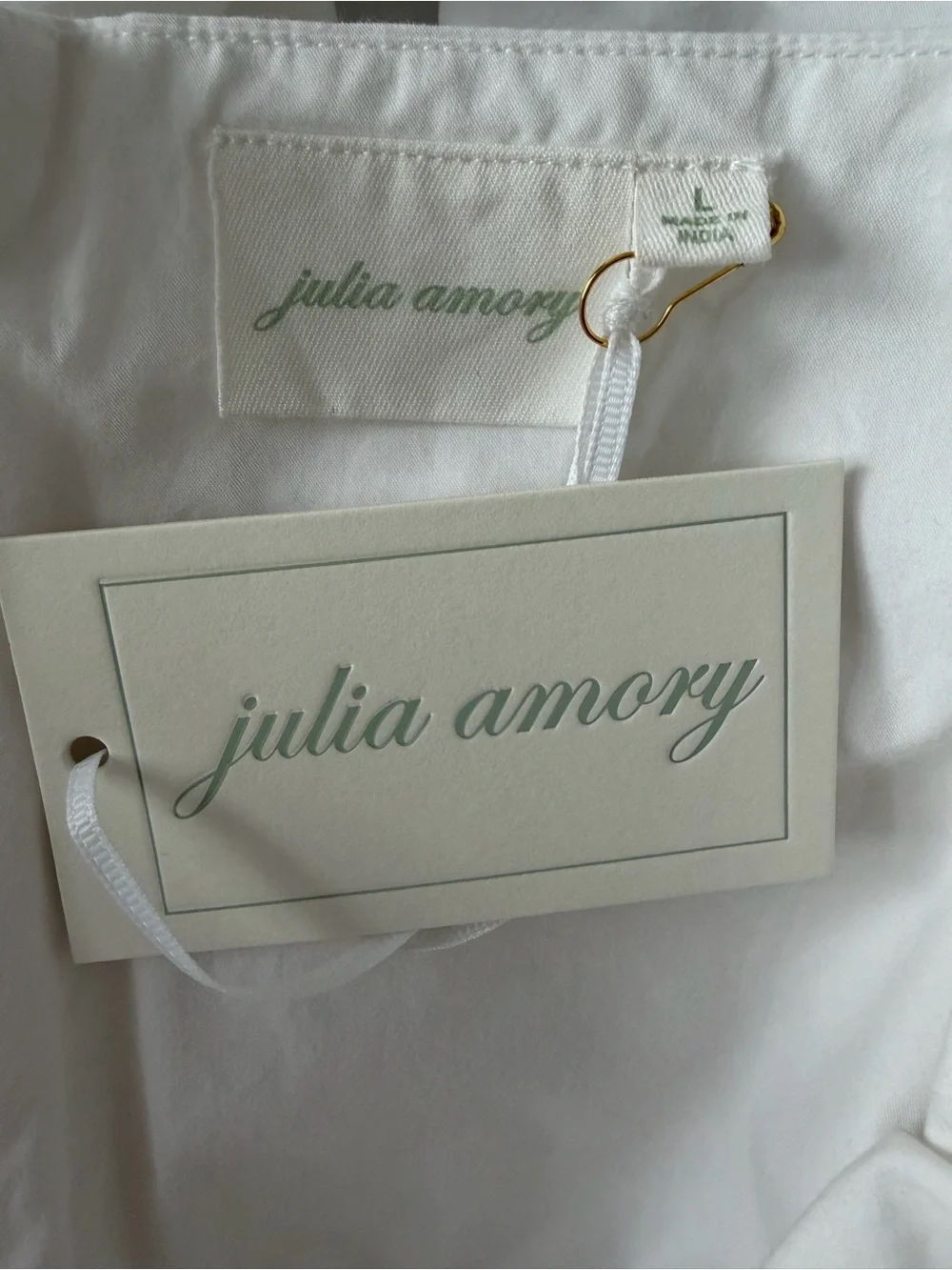 Julia Amory Cotton Poplin Midi Circle Skirt in Blanc White, Size Large - Picture 6 of 6